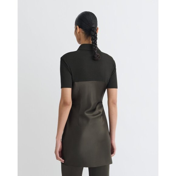 Nanushka Heceta Mesh Jersey & Slip Satin Fabric Blocked Mini Dress - Picture 4 of 12